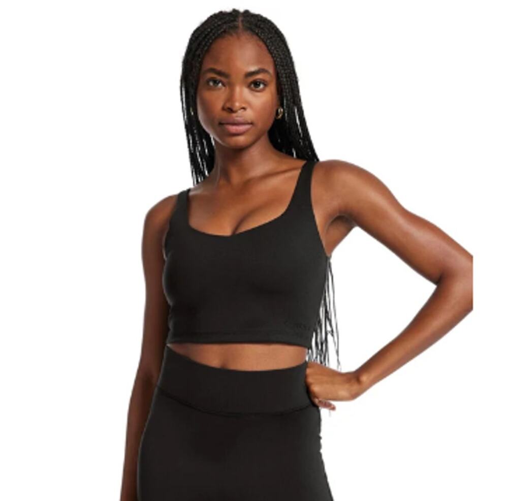 All Access NYC V Neckline Black Tempo Crop Sports Bra Size Small